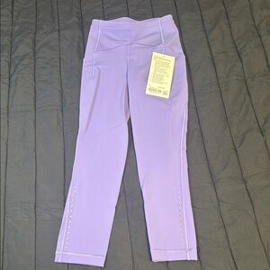 NWT Kids Lululemon Swift lavender speed HR Crop 21” Leggings